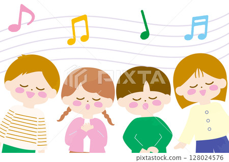 Illustration of children singing happily 128024576