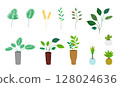 一組觀賞植物和植物部件向量資料圖形材料 128024636