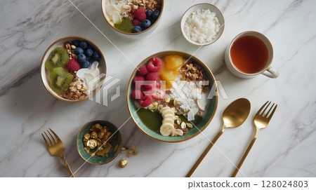 Antioxidant-Rich Breakfast Setup by a Wellness Influencer 128024803