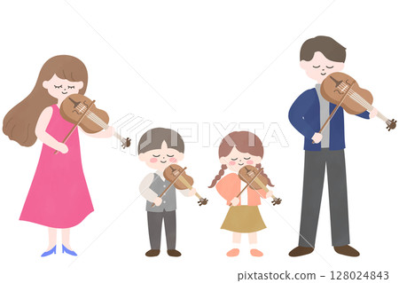 一家人拉小提琴的插圖 128024843