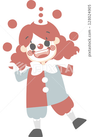 happy halloween holiday festival with character of boys wearing bozo clown costume, flat png illustration cartoon character design 128024905