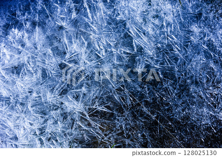 Thin ice on the riverbank 128025130