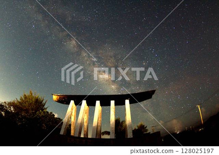 The Hisamatsu Five Brave Warriors Memorial Monument and the Milky Way Galaxy The Hisamatsu Five Brave Warriors Memorial Monument and the Milky Way Galaxy 128025197