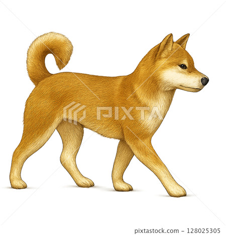 柴犬向前行走的插圖 128025305