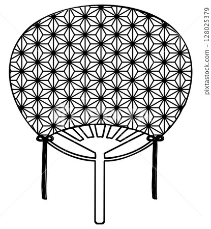 簡單的扇子插圖,麻葉,單色 簡單的扇子插圖,麻葉,單色 128025379