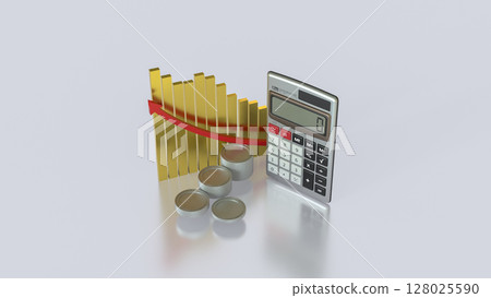 The Calculator and coins for Business concept 3d Rendering. The Calculator and coins for Business concept 3d Rendering. 128025590