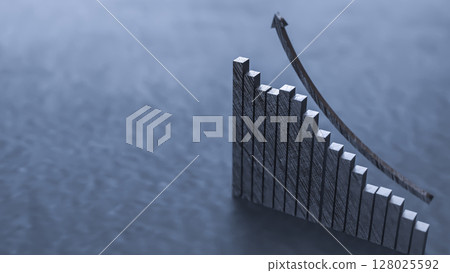 The Chart Arrow up for Business concept 3d Rendering. The Chart Arrow up for Business concept 3d Rendering. 128025592