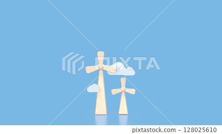 The Windmill for clean energy for ecology concept 3d Rendering. The Windmill for clean energy for ecology concept 3d Rendering. 128025610