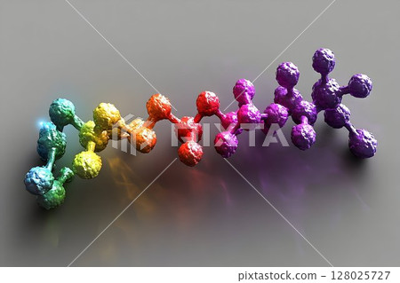 Colorful Molecular Chain on Gray Background 128025727