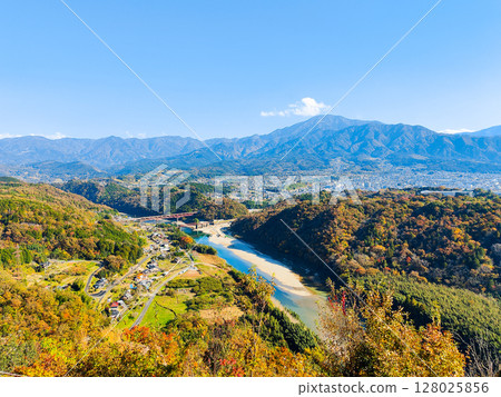 Naegi Castle Ruins (Autumn): View from the castle tower observation deck 128025856