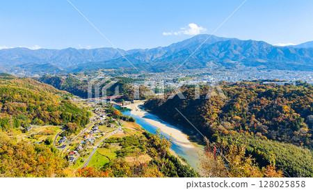 Naegi Castle Ruins (Autumn): View from the castle tower observation deck 128025858