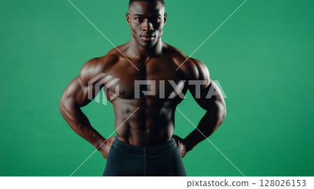 Athletic stance demonstrating a commitment to fitness Athletic stance demonstrating a commitment to fitness 128026153