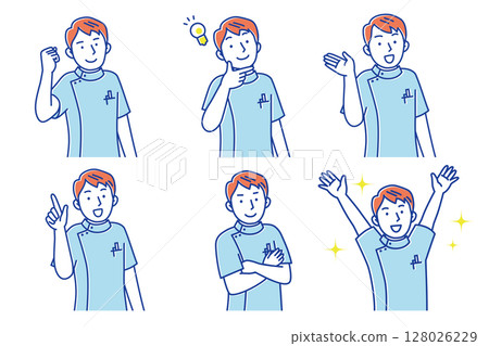 一位年輕男護士微笑著擺姿勢的插圖 128026229