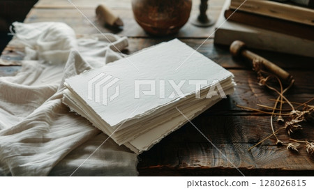 A set of highquality linen writing paper featuring a subtle watermark and deckle edge ideal for composing thoughtful notes or letters that convey both refinement and sentimentality A set of highquality linen writing paper featuring a subtle watermark and deckle edge ideal for composing thoughtful notes or letters that convey both refinement and sentimentality 128026815