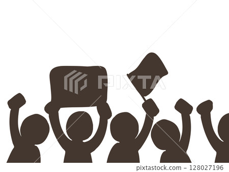 Cheering Demonstration Crowd Silhouette Cheering Demonstration Crowd Silhouette 128027196