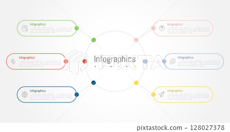 Infographic 6 options design elements for your business data. Vector Illustration. Infographic 6 options design elements for your business data. Vector Illustration. 128027378