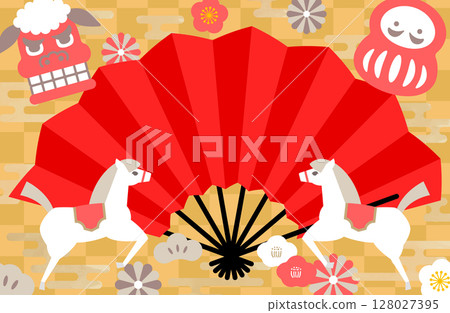 馬年新年促銷向量插圖集 128027395