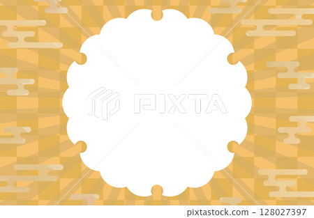 日式金色雪花框架背景素材向量圖 128027397