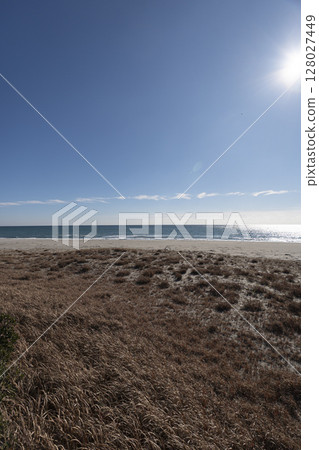 冬天的湖西市白須海灘 冬天的湖西市白須海灘 128027449