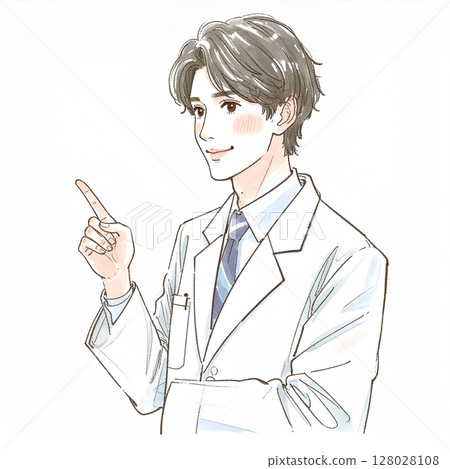 穿白大褂的醫生、醫師或專家的插圖資料 128028108