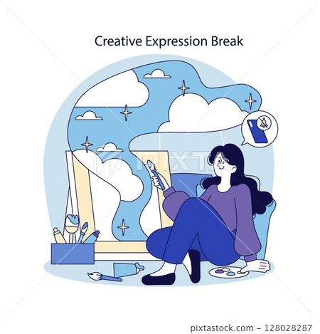 Digital well-being and mental health through creative expression promote relaxation and mindfulness. Engaging in artistic activities can enhance emotional resilience and overall happiness. 128028287