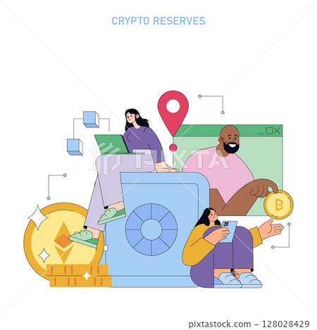A visual representation that illustrates the process of managing and securely storing cryptocurrency reserves 128028429