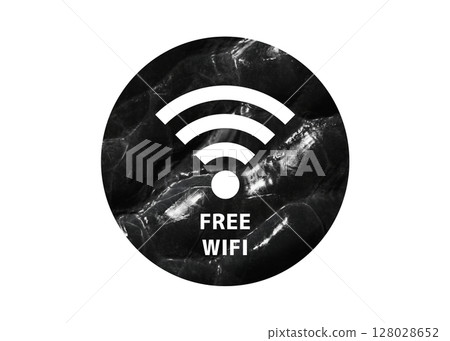 Illustration of a black obsidian free Wi-Fi mark pictogram Illustration of a black obsidian free Wi-Fi mark pictogram 128028652