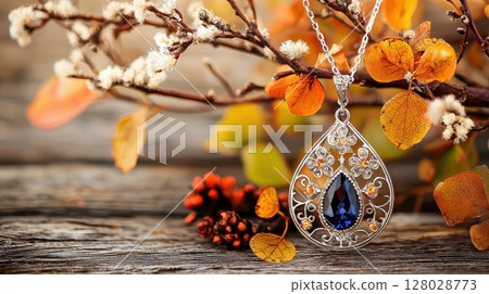 Vintage Luxury Tanzanite Necklace with Elegant Design and Floral Accents 128028773