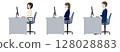 Business illustration of men and women working at desks (landscape): Flat design 128028883