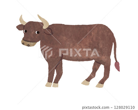 Brown cow, Wagyu beef, Japanese black beef, beef, illustration 128029110