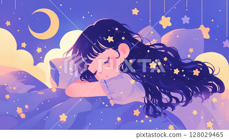 趴著睡覺的可愛女孩 128029465