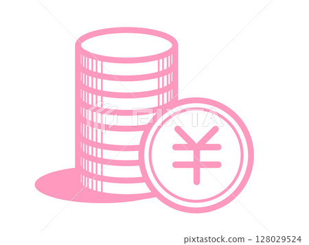 Coin stack icon simple pink 128029524