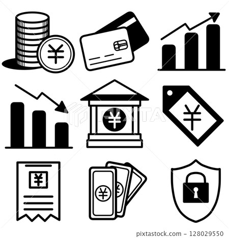 Finance Icon Simple Set Black 128029550