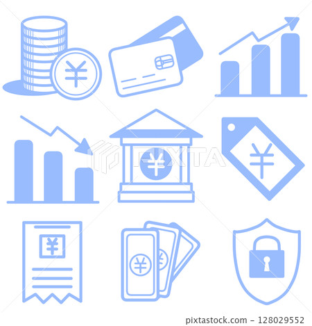簡單的財務圖示(藍色) 簡單的財務圖示(藍色) 128029552