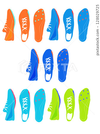 彩色鞋插畫集：釘鞋 128029725