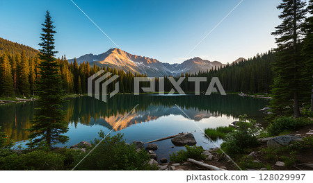 beautiful lake in the mountains 128029997
