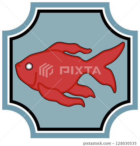 Simple goldfish frame illustration Red 128030535