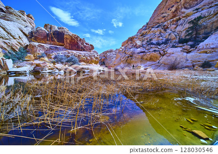 Red Rock Canyon Sandstone Reflections at Eye Level Red Rock Canyon Sandstone Reflections at Eye Level 128030546