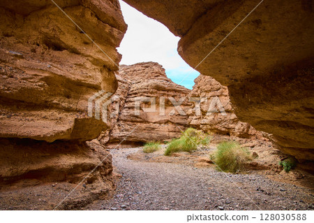 Sandstone Formations and Desert Path in Owl Canyon Perspective Sandstone Formations and Desert Path in Owl Canyon Perspective 128030588