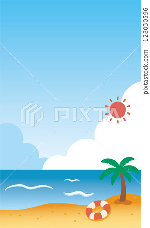 夏天在海邊蔓延的背景插圖_垂直(帶背景色)01 夏天在海邊蔓延的背景插圖_垂直(帶背景色)01 128030596