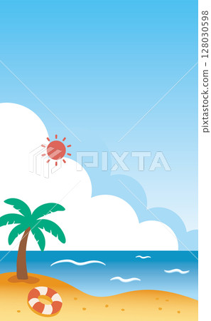 Summer background illustration spreading out on the seaside_vertical (with background color) 03 Summer background illustration spreading out on the seaside_vertical (with background color) 03 128030598