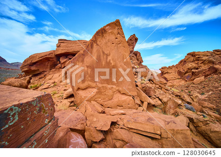 Red Rock Formations in Boulder City Desert Eye-Level Perspective 128030645