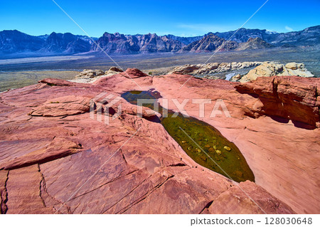 Red Rock Canyon Sandstone and Reflection Aerial Perspective 128030648