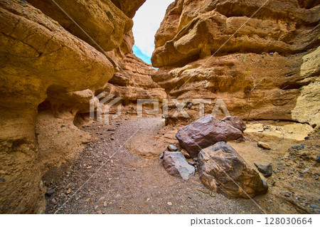 Layered Canyon Geology in Nevada Sunlit Eye-Level View Layered Canyon Geology in Nevada Sunlit Eye-Level View 128030664