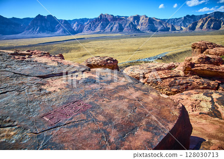 Red Rock Canyon Desert with EVER Carved Rock Red Rock Canyon Desert with EVER Carved Rock 128030713