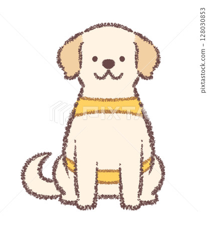 拉布拉多獵犬服務犬面朝前方坐著 128030853