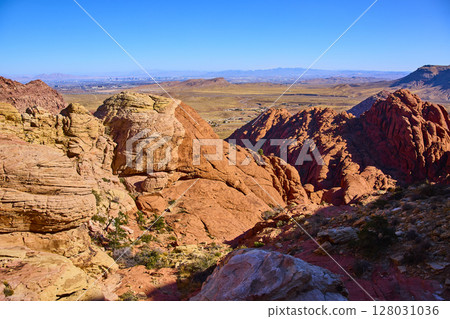 Red Rock Canyon Geology and Las Vegas Skyline Vista 128031036