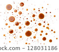 Tea or coffee stains and droplets isolated on white background 128031186