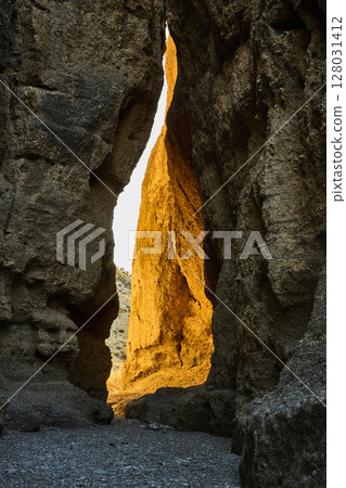 Golden Hour Canyon Pathway in Nevada Desert at Eye Level 128031412