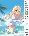 A girl playing water 128031460